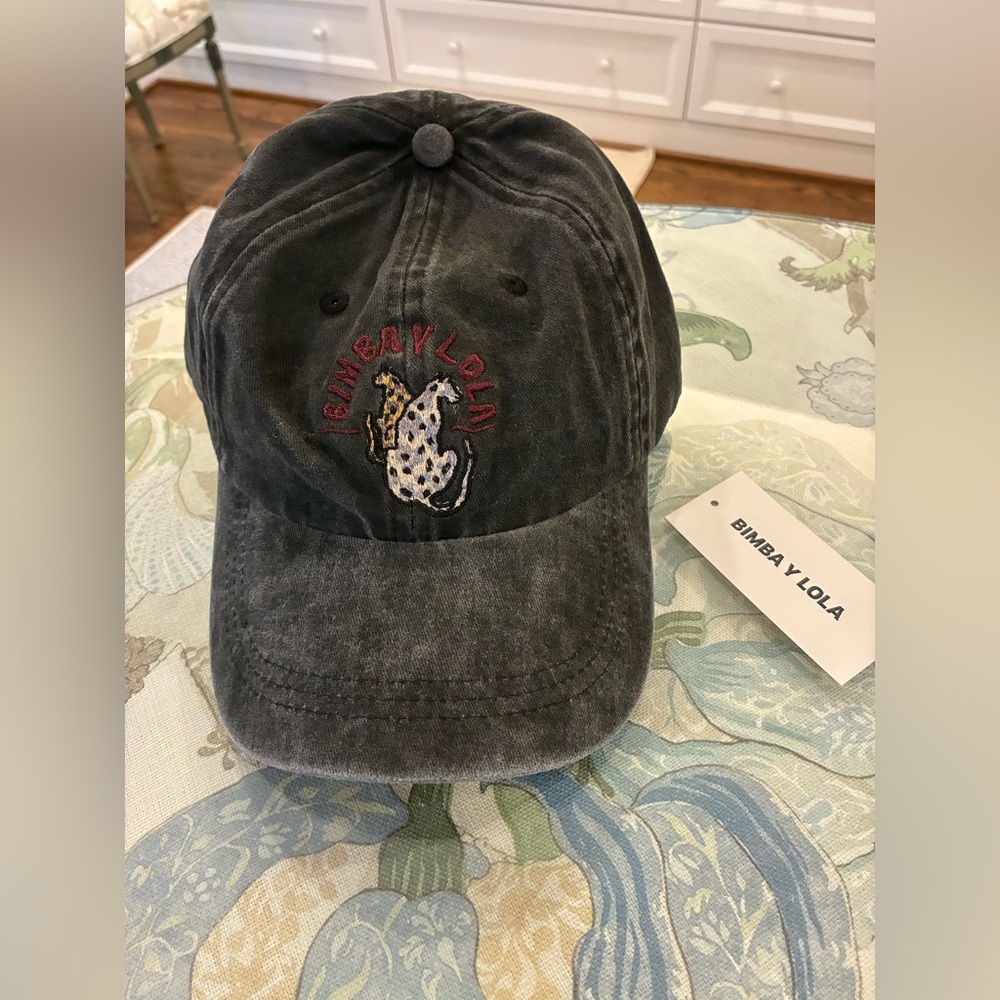 Bimba Y Lola Distressed Dark Gray Embroidered Cap